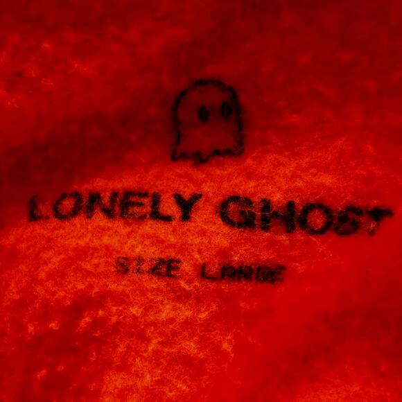 Lonely Ghost Hoodie Graphic Print Pullover Kangaroo Pocket Skater Orange Large - Picture 3 of 4
